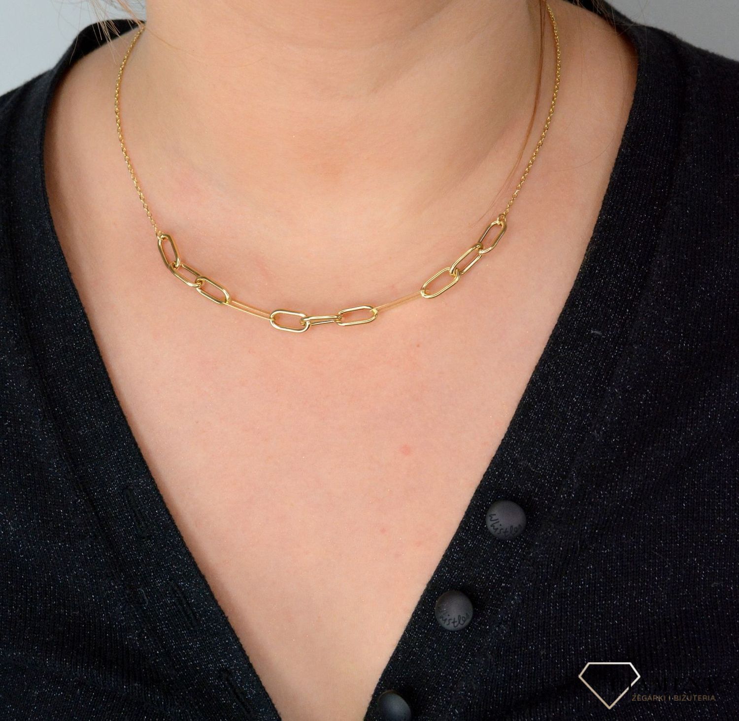 Złoty naszyjnik z modnym wzorem równych ogniw NA 2967.jpg